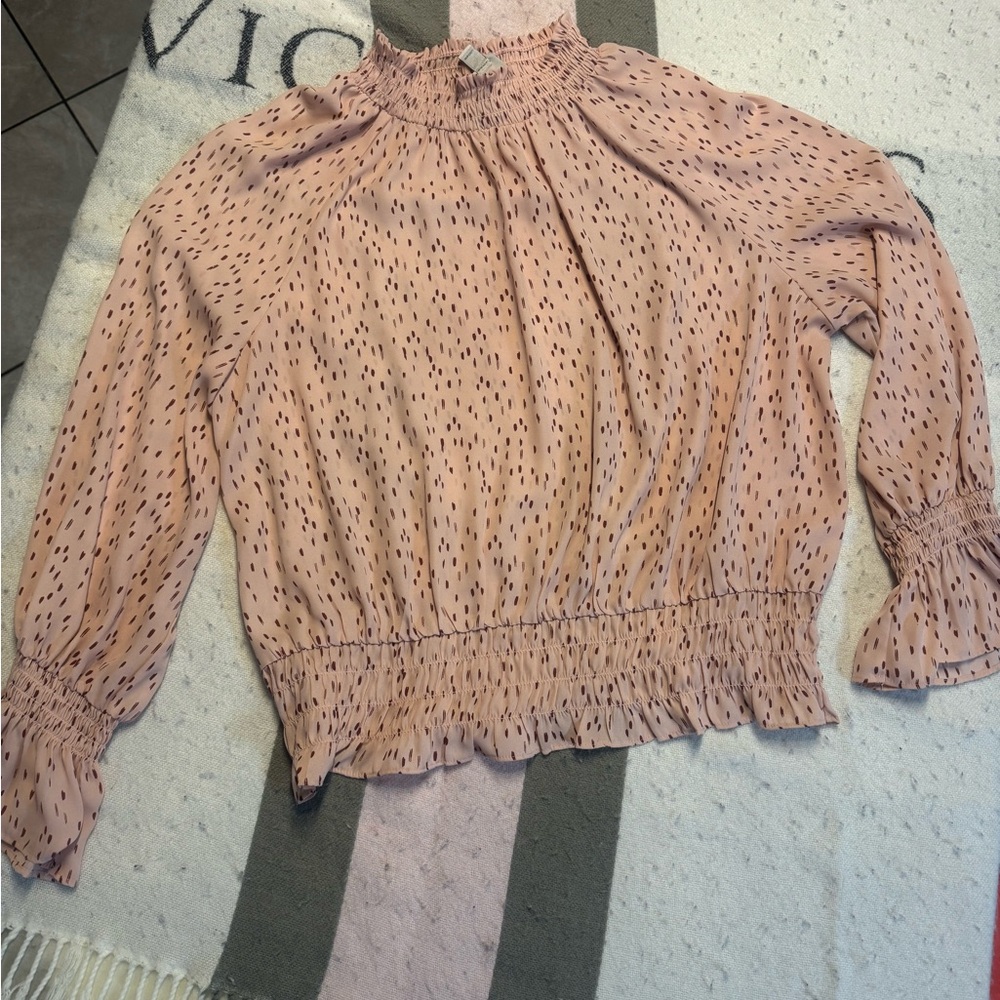 Worthington Blush Pink Smocked Blouse